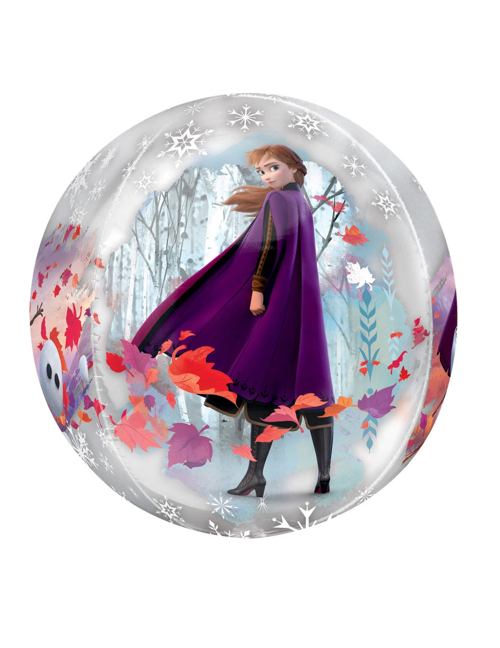 Face avec Anna et des feuilles d'automne du ballon bulle transparent La Reine des Neiges 2