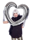 Ballon cadre en forme de coeur pour adulte argent