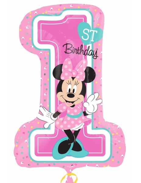 Ballon chiffre 1 aluminium Minnie pour enfant rose