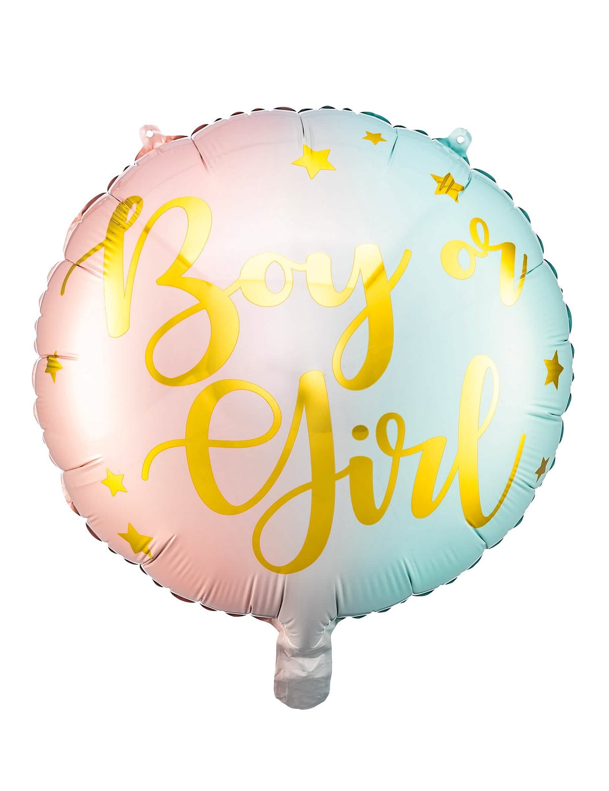 Balão de alumínio boy or girl para gender reveal cor de rosa e azul pastel