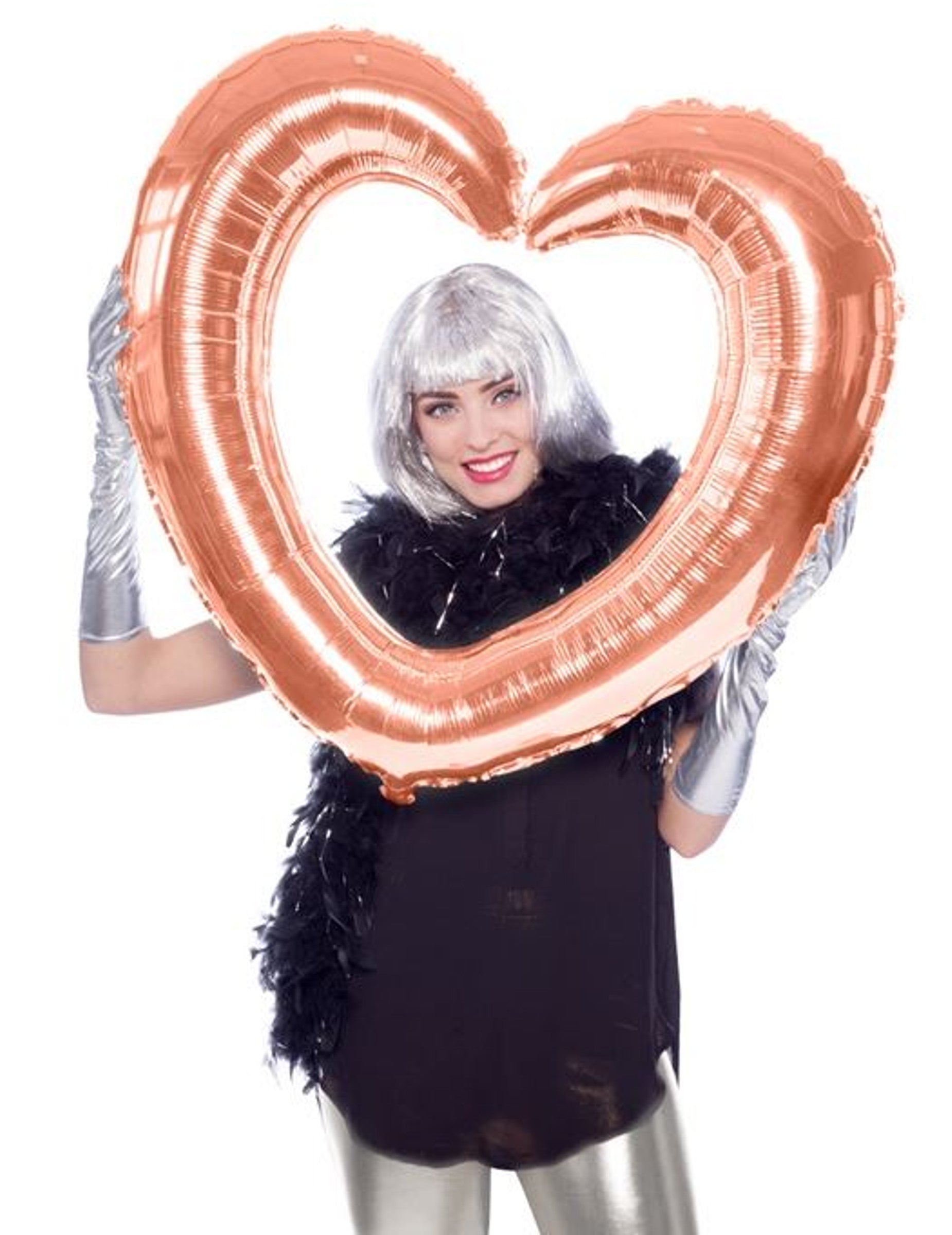 Ballon en aluminium Cadre Coeur rose gold