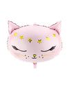 Ballon en aluminium chat pour enfant rose avec étoiles dorées