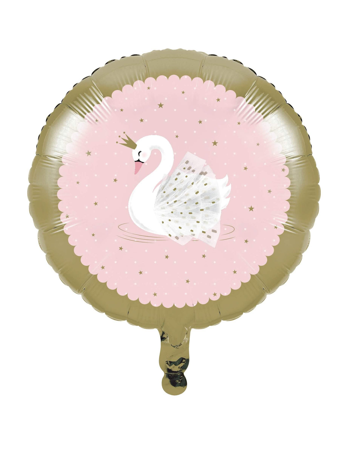 Balão em alumínio cisne real para aniversário cor de rosa e dourado