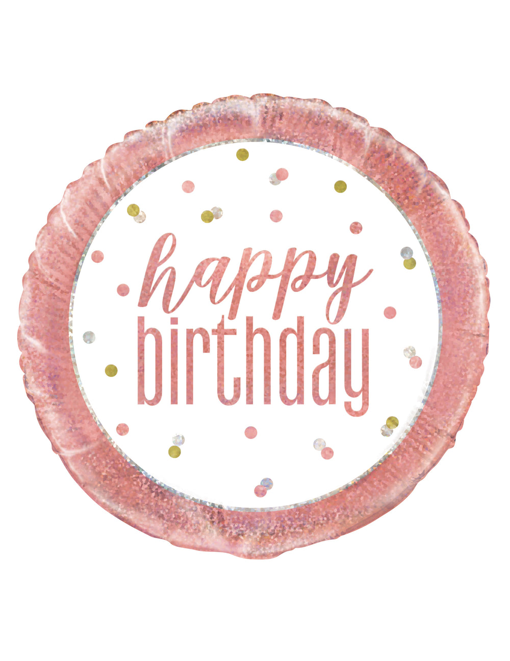 Ballon en aluminium happy birthday pour anniversaire blanc et rose