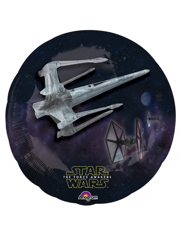 Illustration de combat spatial avec X-Wing du ballon en aluminium Les Méchants Star Wars VII