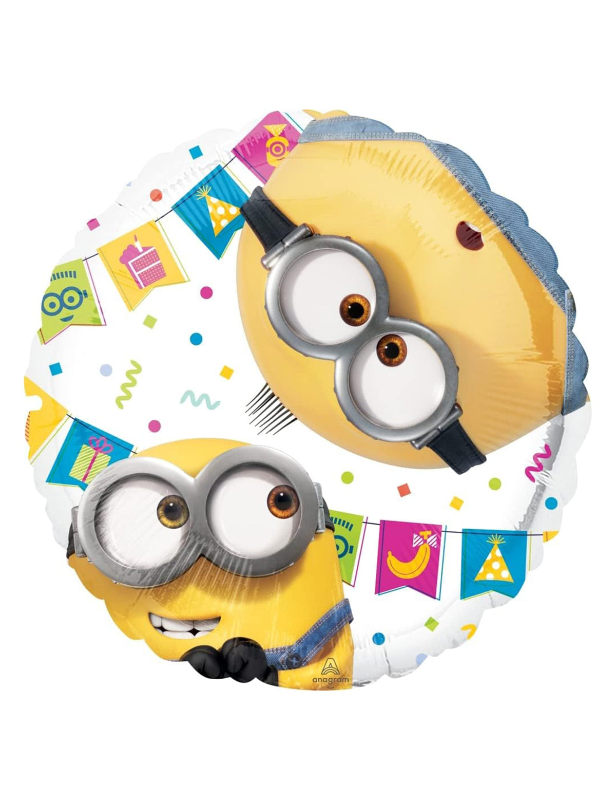 Détail des personnages et des fanions du ballon en aluminium Minions