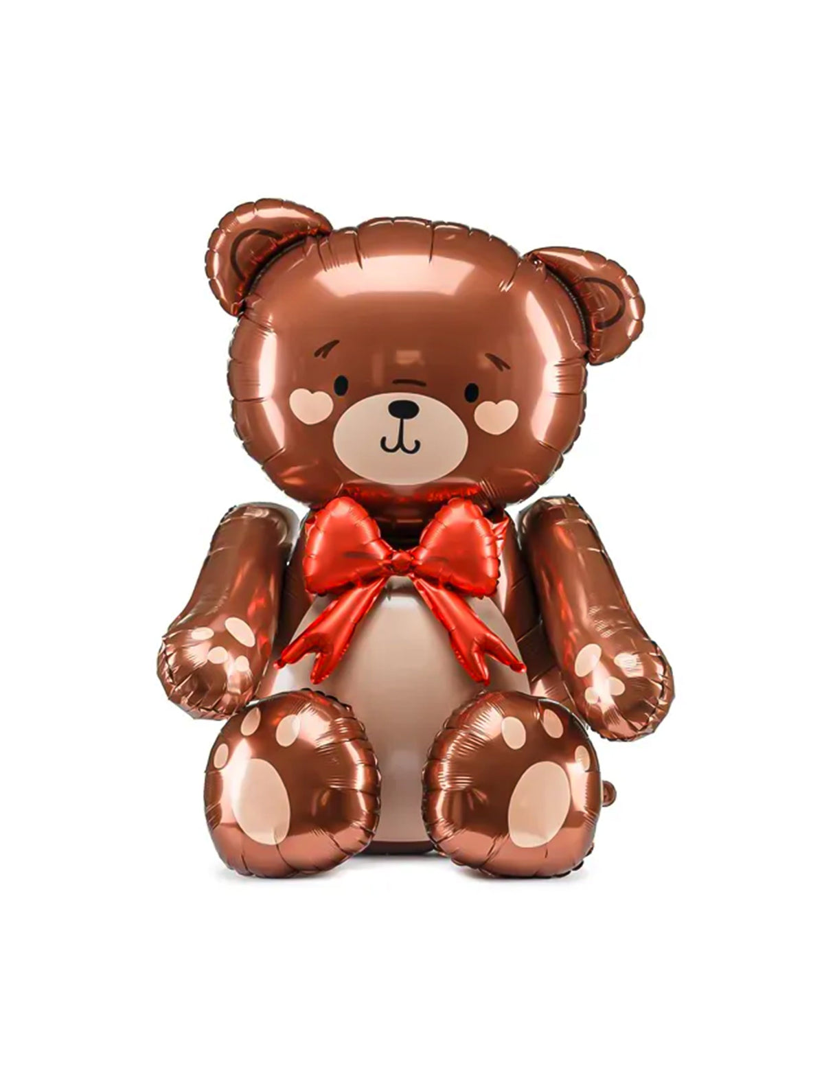 Ballon géant en aluminium Ourson pour fête marron avec nœud papillon rouge