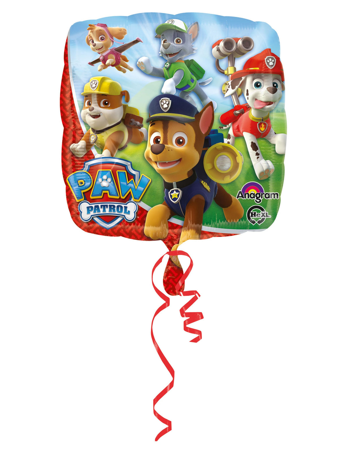 Ballon en aluminium Pat'Patrouille pour enfant multicolore de forme carrée