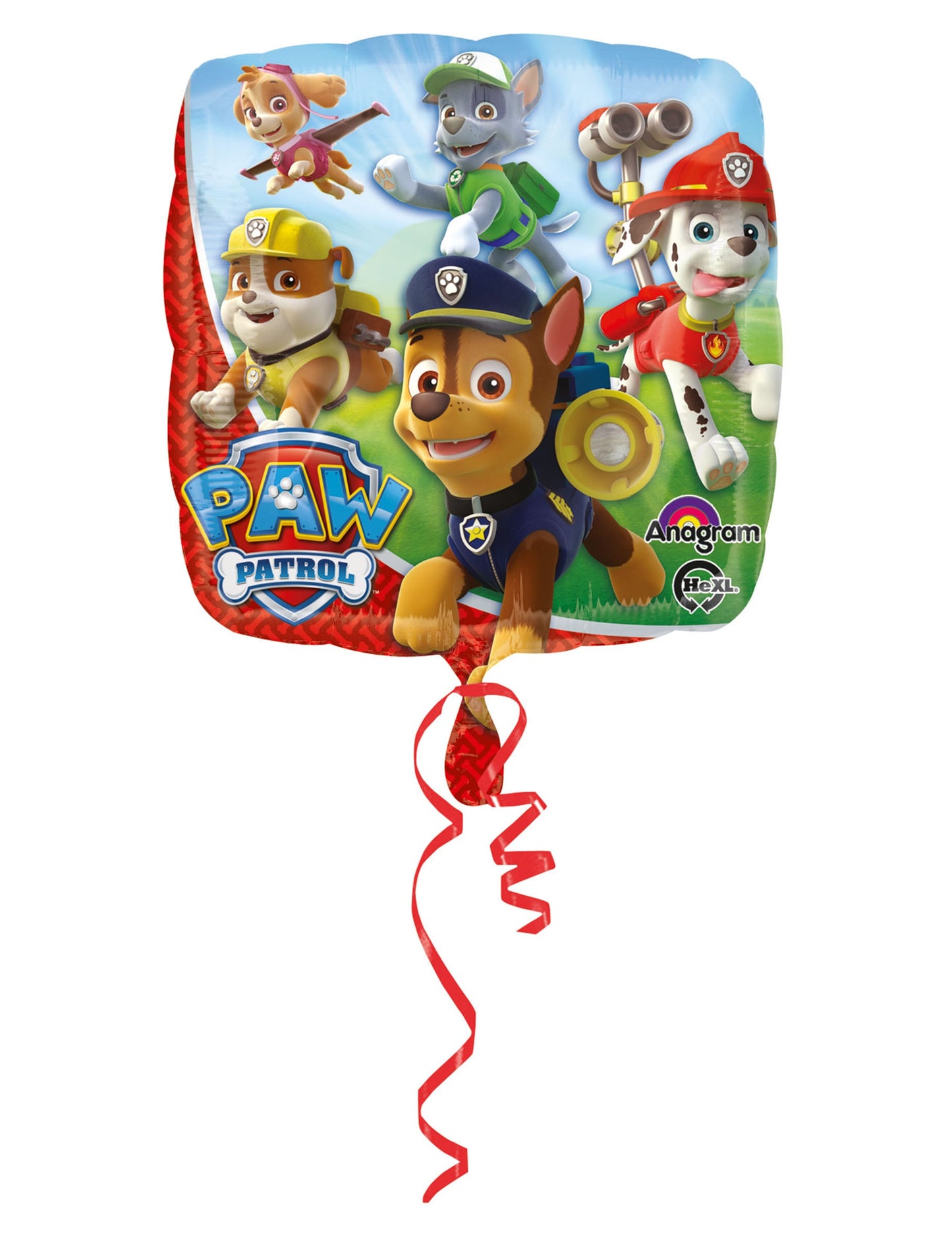 Ballon en aluminium Pat'Patrouille pour enfant multicolore de forme carrée