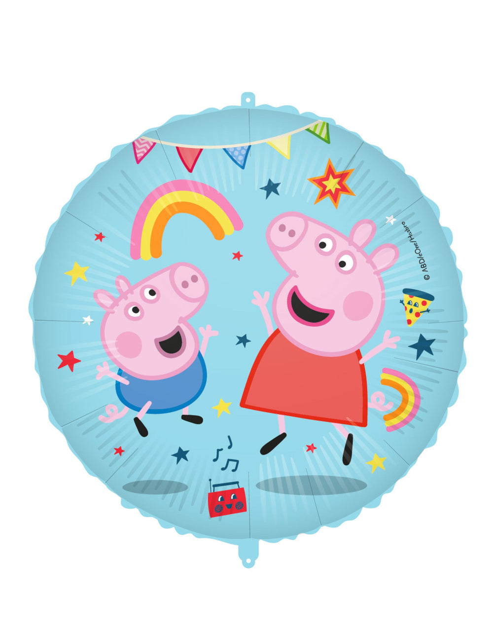 Ballon en aluminium Peppa Pig pour enfant bleu avec George et arc-en-ciel