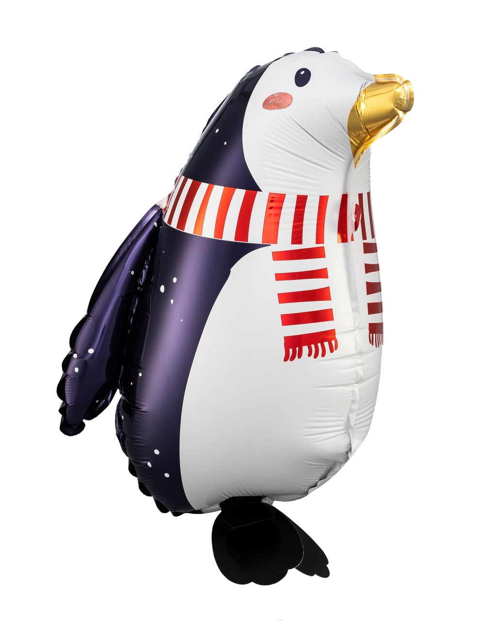 Ballon en aluminium pingouin pour fête noir et blanc avec écharpe rouge