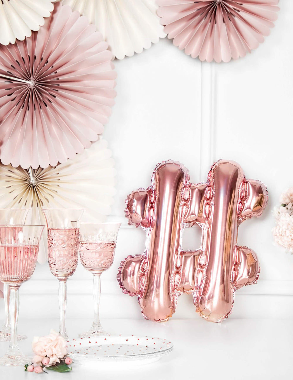 Colocação festiva do balão de alumínio # ouro rosa