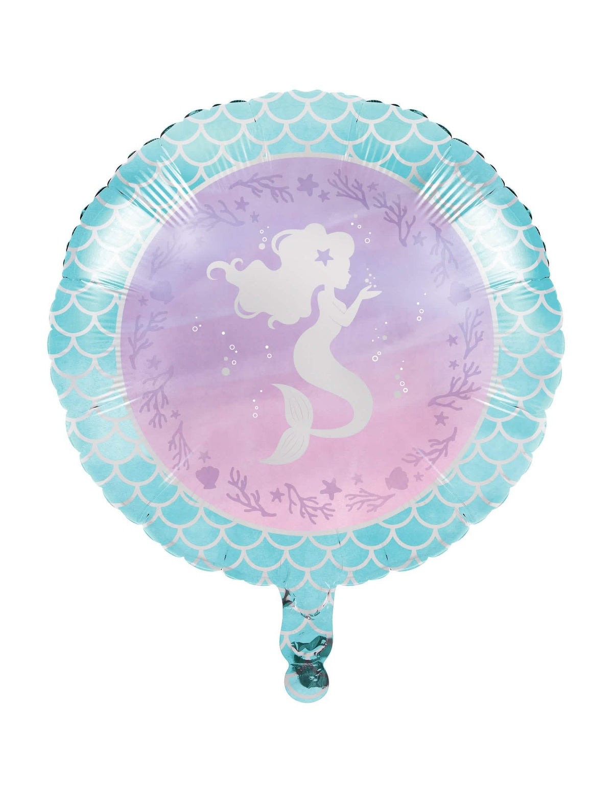 Balão de alumínio sereias para aniversário azul e cor de rosa iridescente
