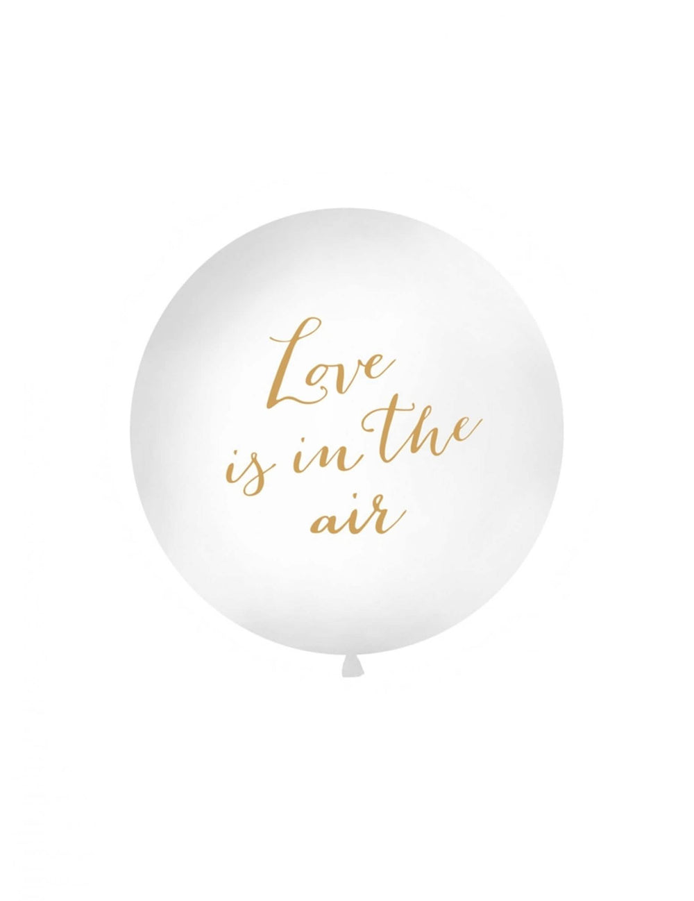 Balão de latex gigante Love is in the air para casamento branco com inscrição dourada