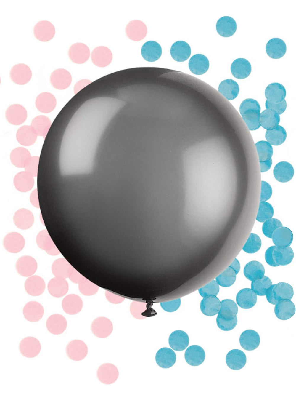 Balão de látex gigante para baby shower para gender reveal preto com confettis rosa e azuis