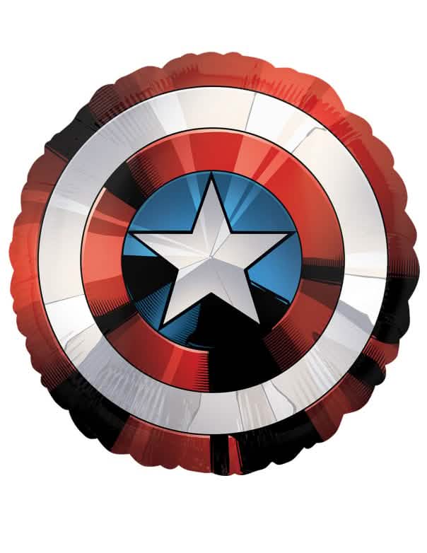 Balão gigante de alumínio Os Vingadores para festa com motivo de escudo Capitão America vermelho branco azul