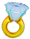Ballon bague diamant pour fête doré et bleu