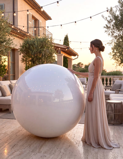 Balão gigante bola de espelho branco 1m