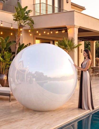 Balão gigante bola de espelho branco 200 cm