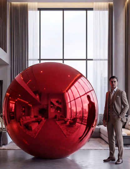 Balão gigante bola de espelho vermelha 200 cm