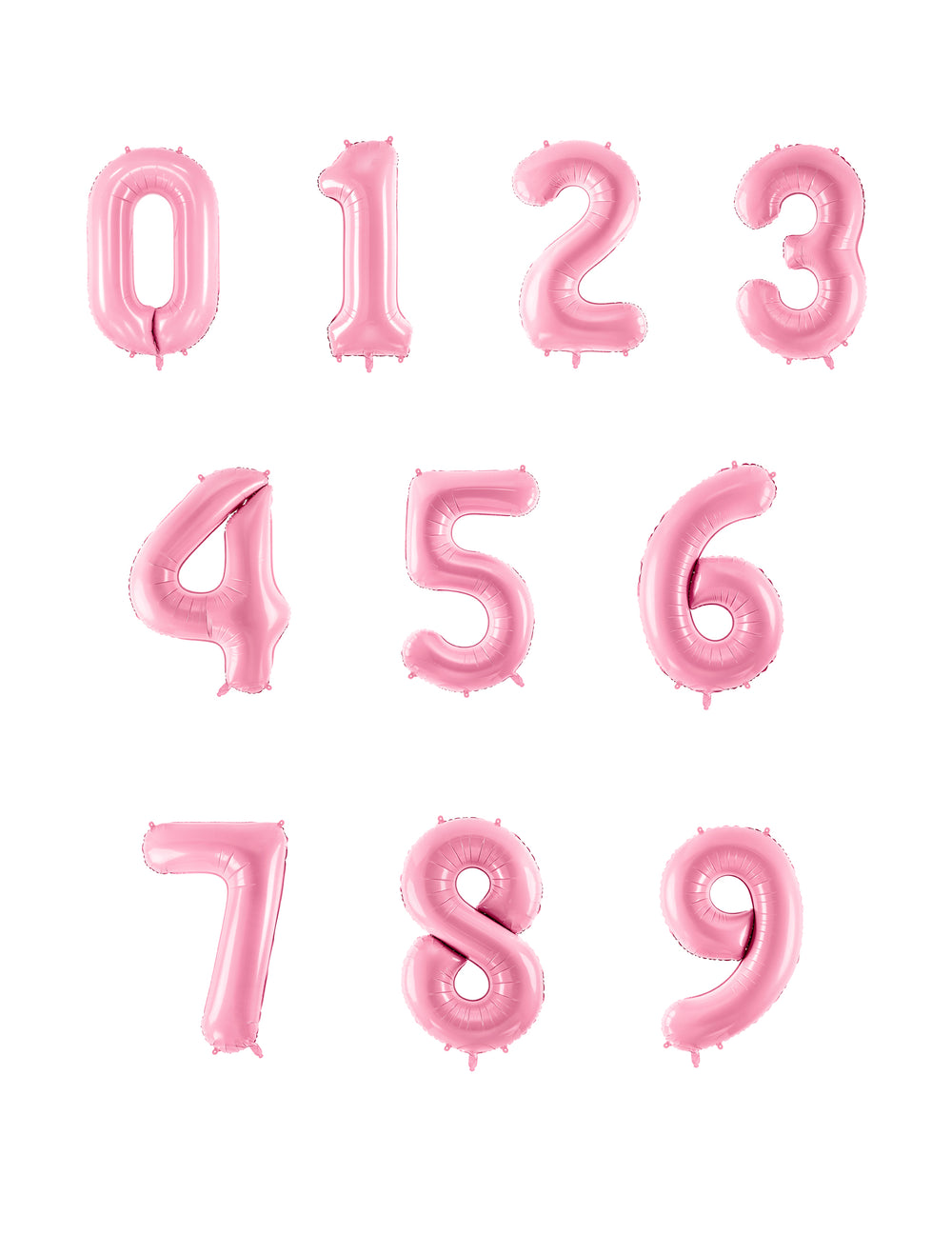 Ensemble des chiffres de 0 à 9 du Ballon géant chiffre rose pastel