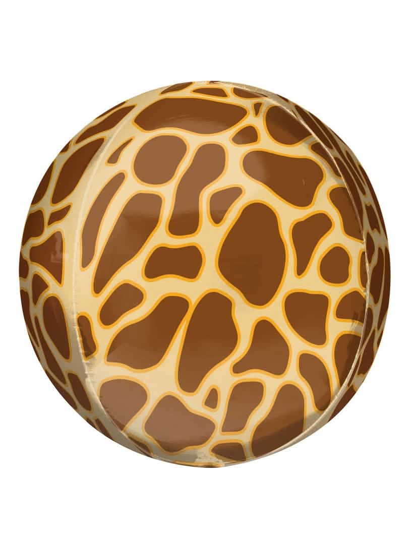 Balão de alumínio safari impresso com girafa castanho e amarelo