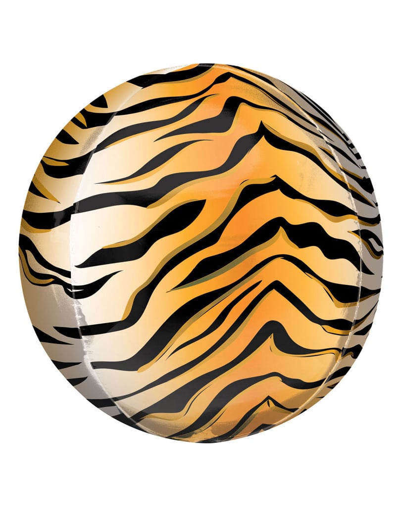 Ballon en aluminium imprimé tigre orange et noir