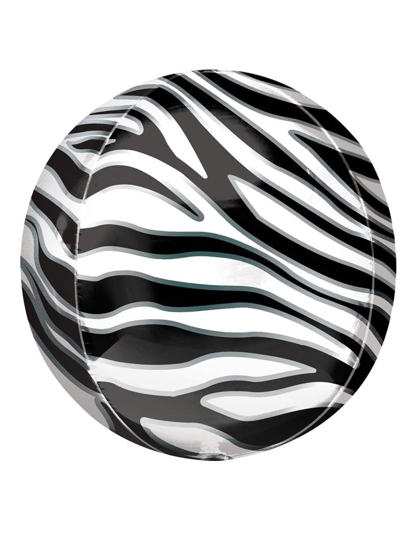 Ballon en aluminium imprimé zèbre pour décoration de fête noir et blanc