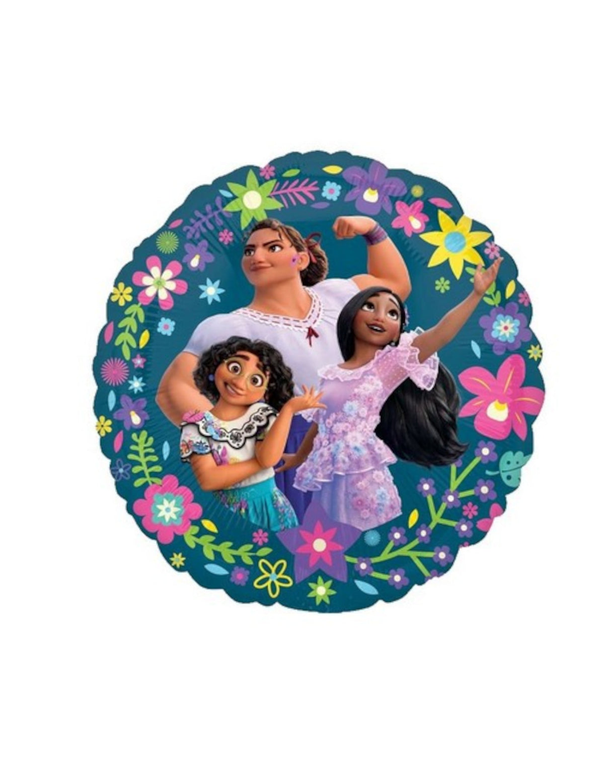 Ballon rond aluminium Encanto pour enfant bleu avec Mirabel Isabela et Luisa