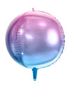 Balão esfera de alumínio degradê rosa e azul 35 cm inflável com hélio