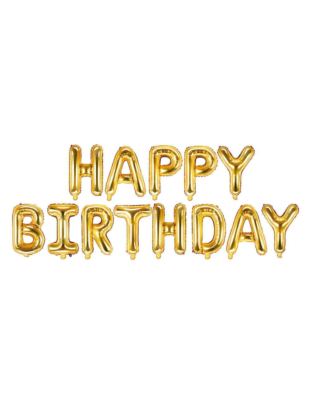 Ballons aluminium lettres Happy Birthday pour anniversaire doré en guirlande