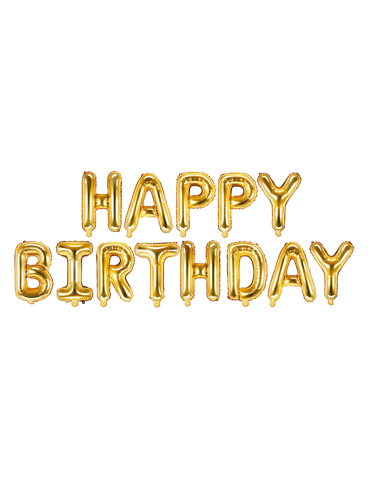 Ballons aluminium lettres Happy Birthday pour anniversaire doré en guirlande
