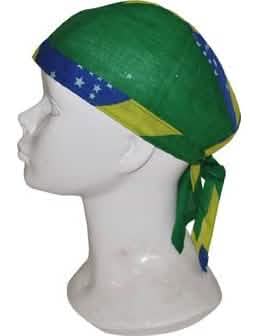 Bandana Brasil para adulto verde e amarelo com banda azul estrelada