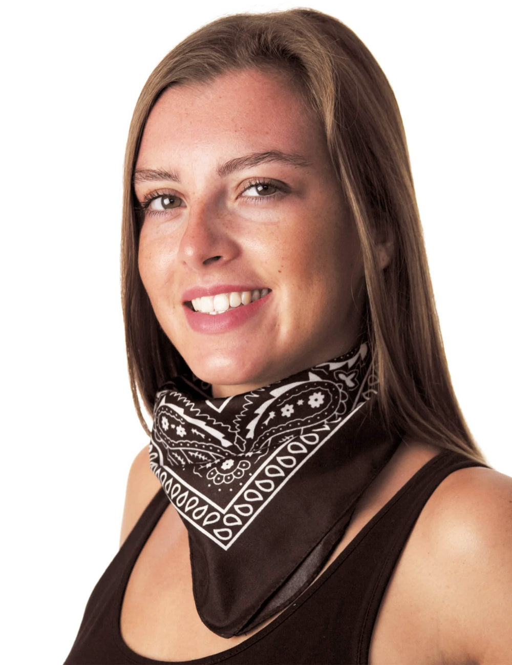 Bandana preto para adulto com motivos paisley brancos