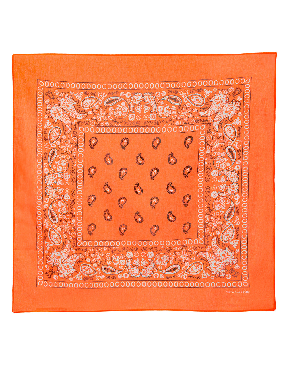 Vue à plat du bandana pour adulte orange fluo