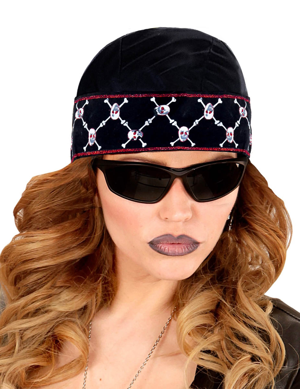 Vista frontal do bandana pirata para adulto