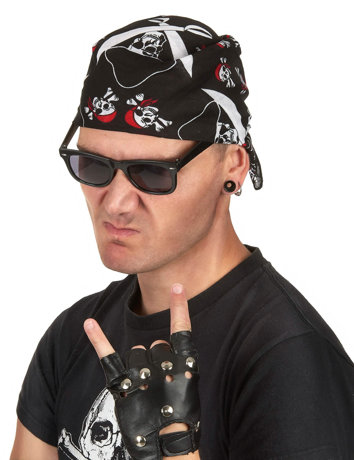 Vista de perfil do bandana de esqueleto pirata