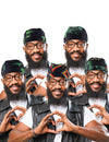 Bandana rasta Jamaïque pour adulte noir avec motifs feuilles vertes et couleurs rasta
