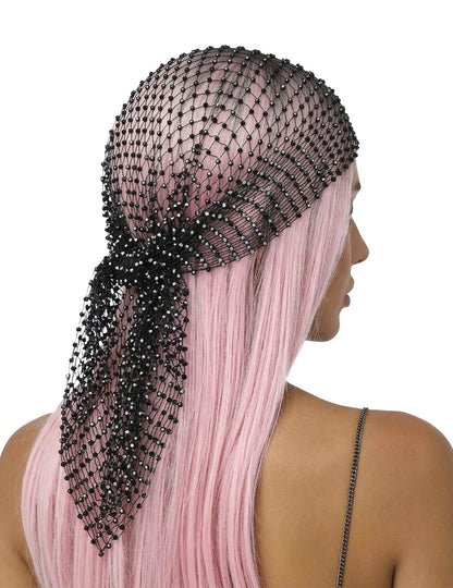 Bandana de rede com strass preto para adulto