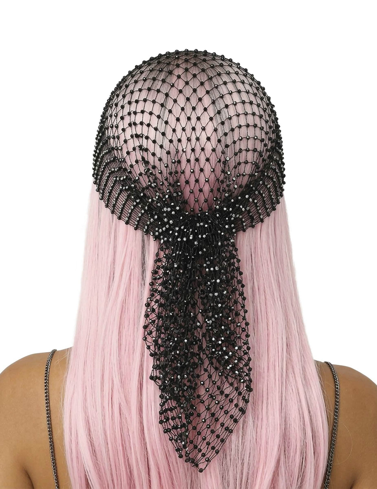 Bandana de rede com strass preto para adulto