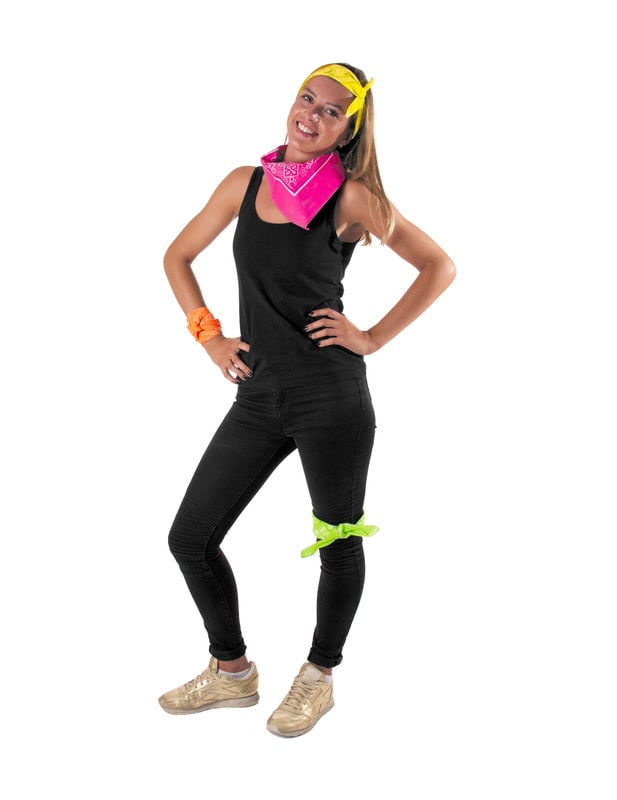 Mise en situation du bandana rose fluo pour adulte