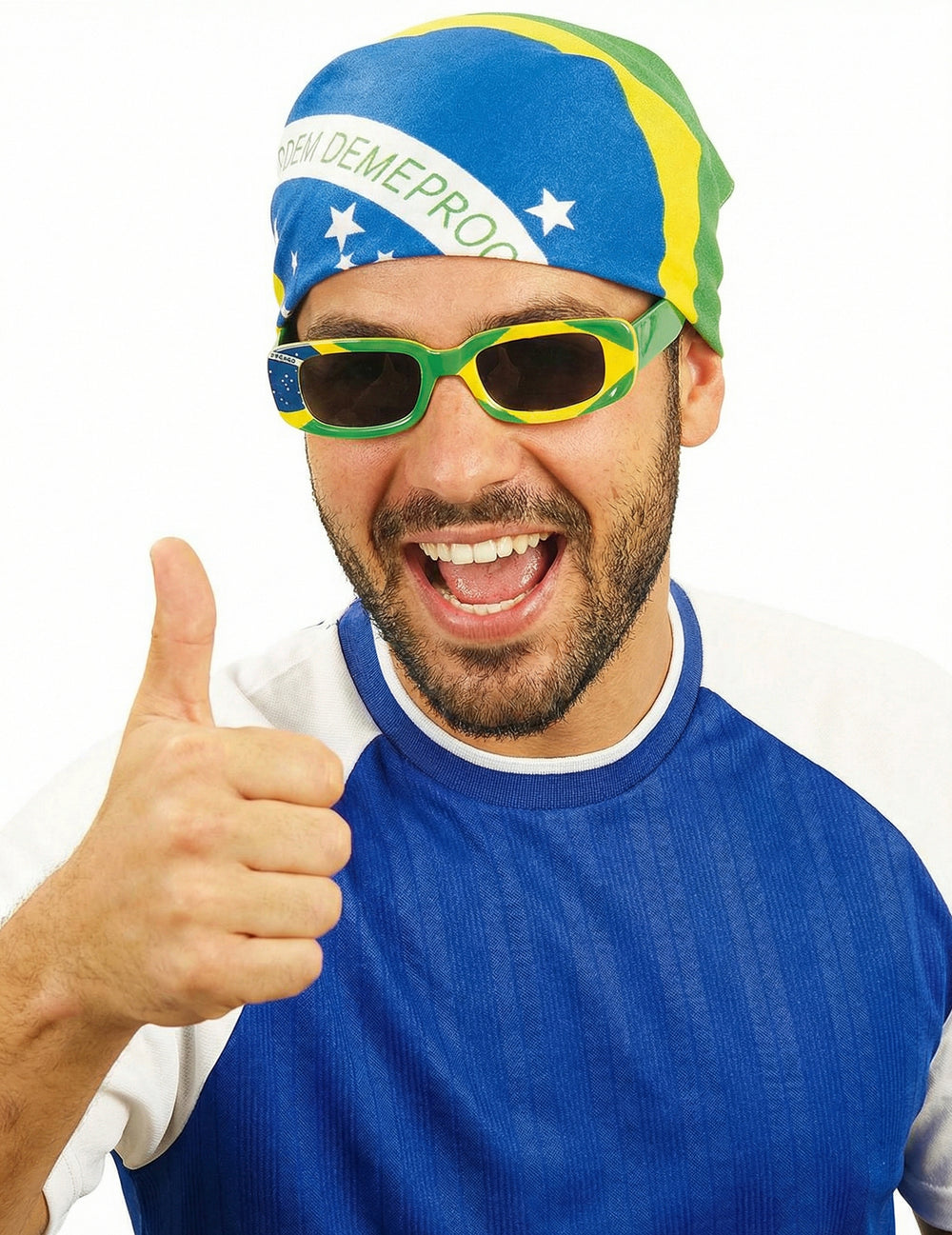 Bandana supporter Brésil pour adulte bleu vert et jaune