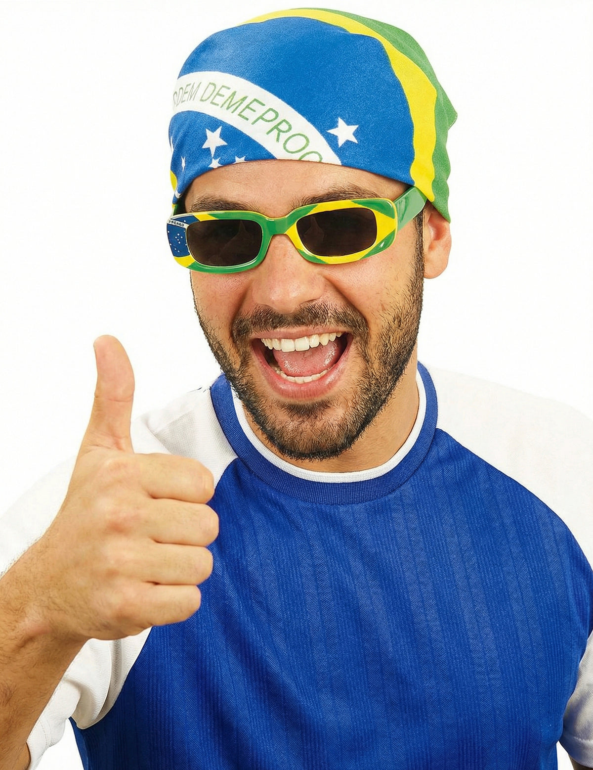 Bandana supporter Brésil pour adulte bleu vert et jaune