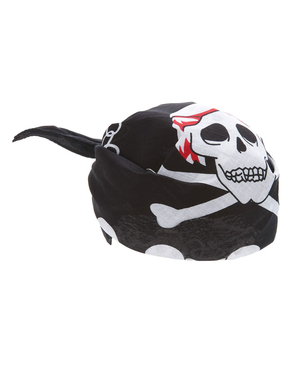 Bandana de caveiras e corrente para adulto preto com estampado branco e vermelho