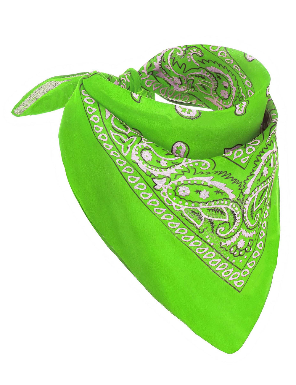 Bandana para adulto verde fluo com motivos paisley