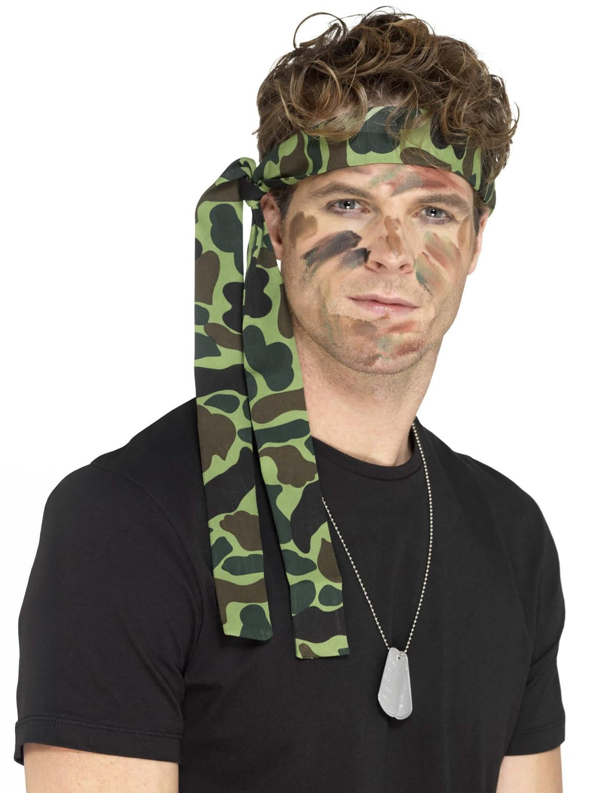 Bandeau militar para homem em camuflado verde e castanho
