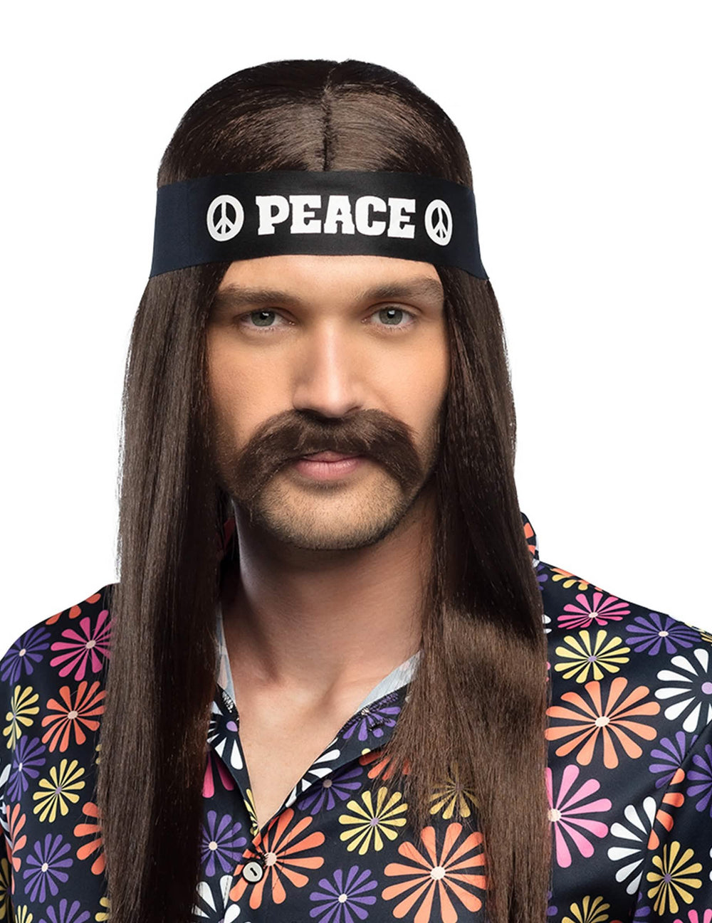 Bandeau Peace para adulto preto com inscrição branca