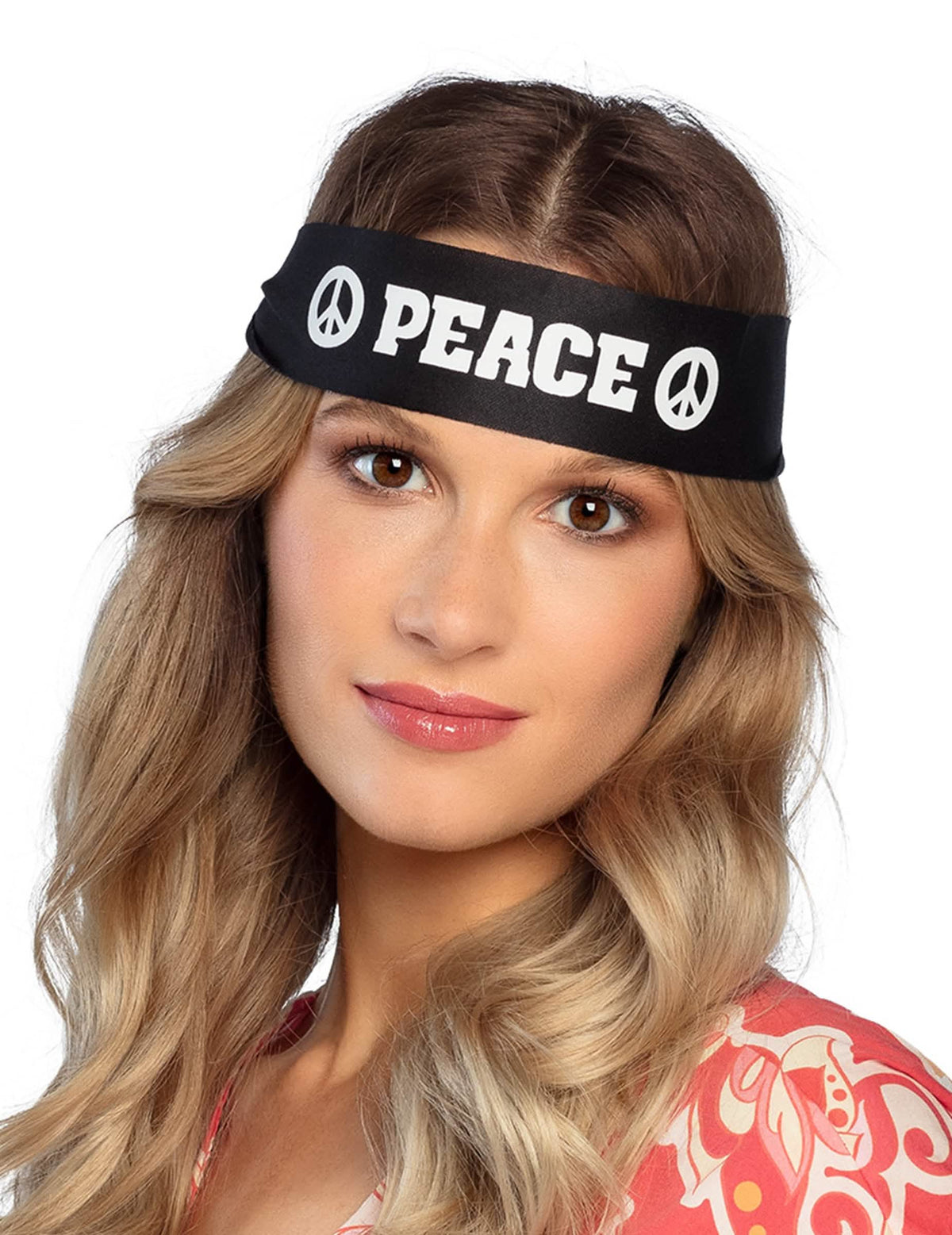 Vista frontal da faixa Peace para adulto