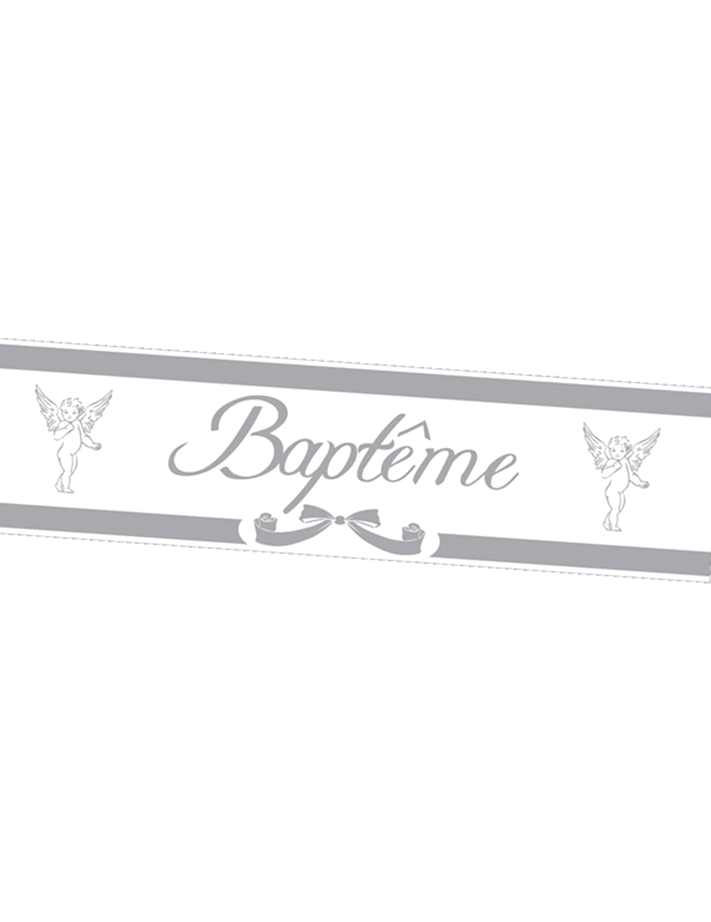 Banner de batismo prateado com anjos 2.44m