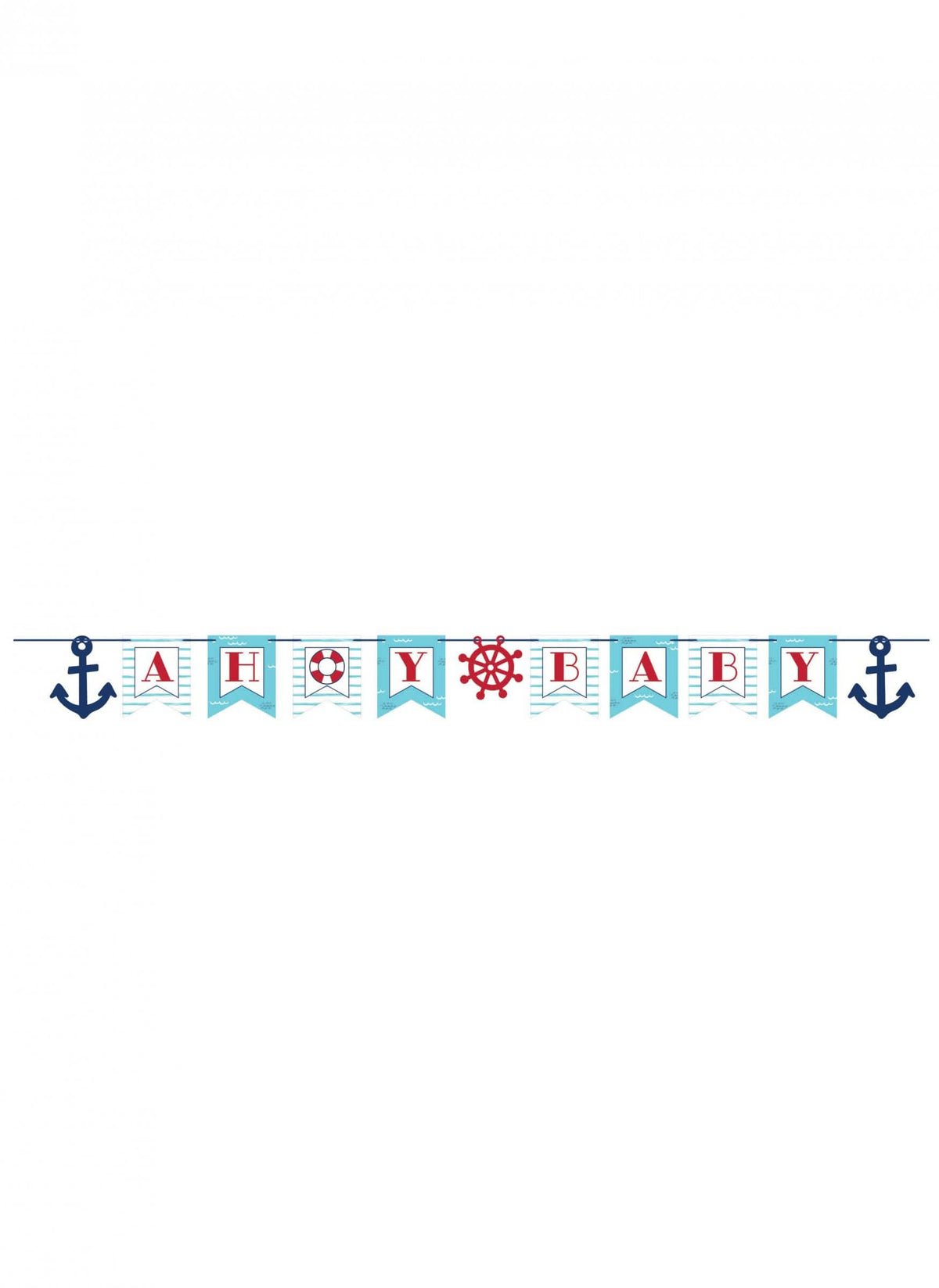 Bandeira em cartão ahoy bebé pequeno barco tema marítimo para bebé azul e vermelho